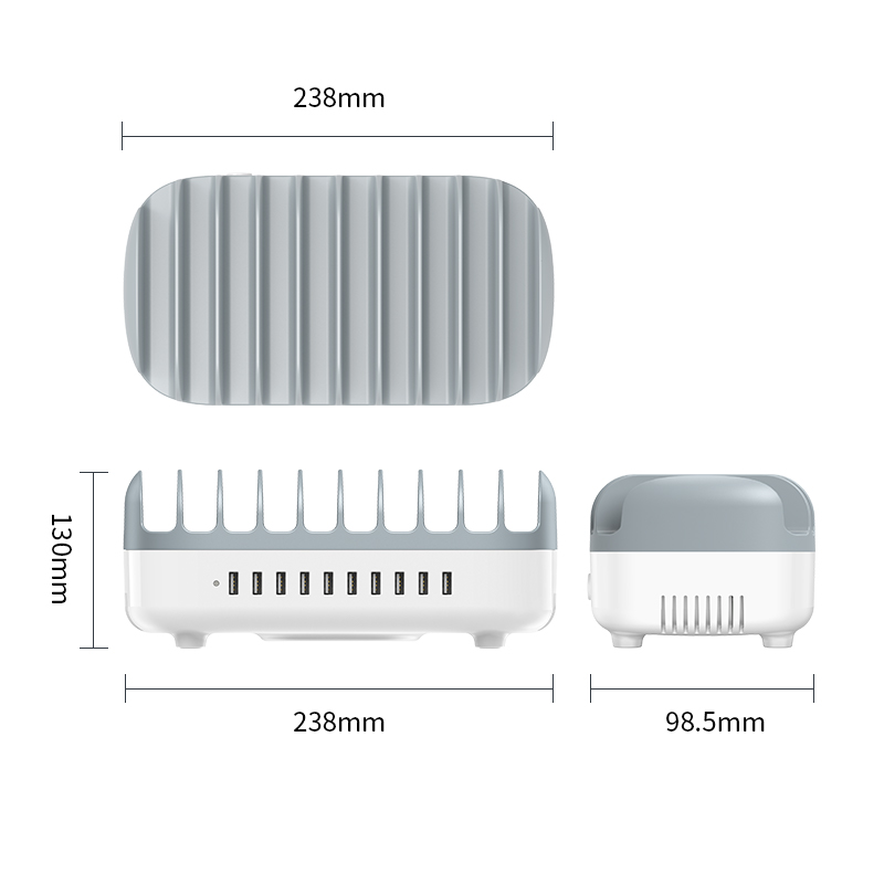 Stazione Di Ricarica ORICO 120W A 10 Porte Con Ventola - Dock Per Caricare IPhone, Tablet, Smartphone Tutti Insieme