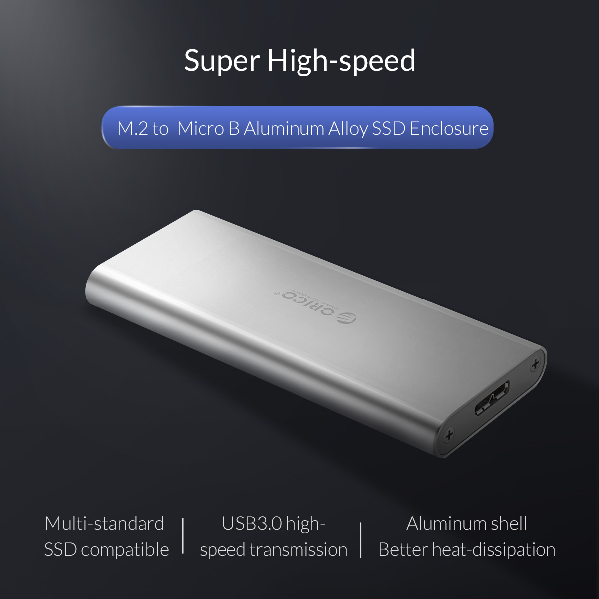 Orico M.2 SSD to USB3.0 Aluminium Enclosure - Silver (M2G-U3)