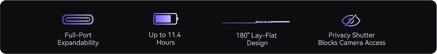 Full-Port - Up to 11..4 Hours - 180&deg;Lay-Flat Design - Privacy Shutter Blocks Camera Access