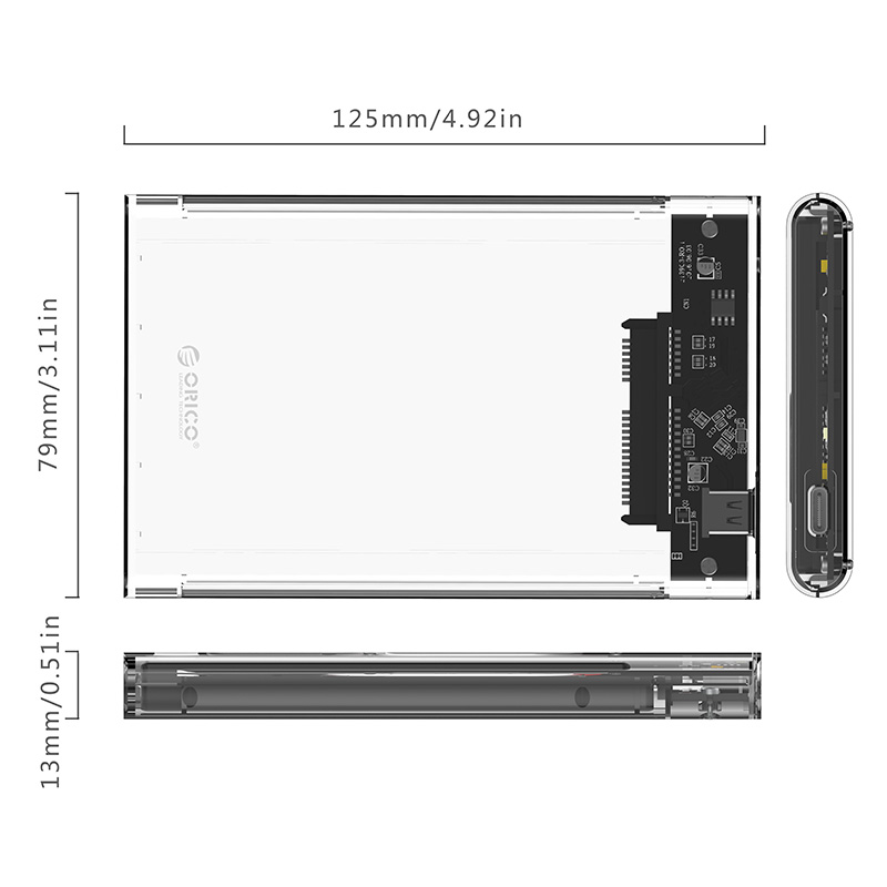 ORICO 2.5 inch Type C Transparent Hard Drive Enclosure