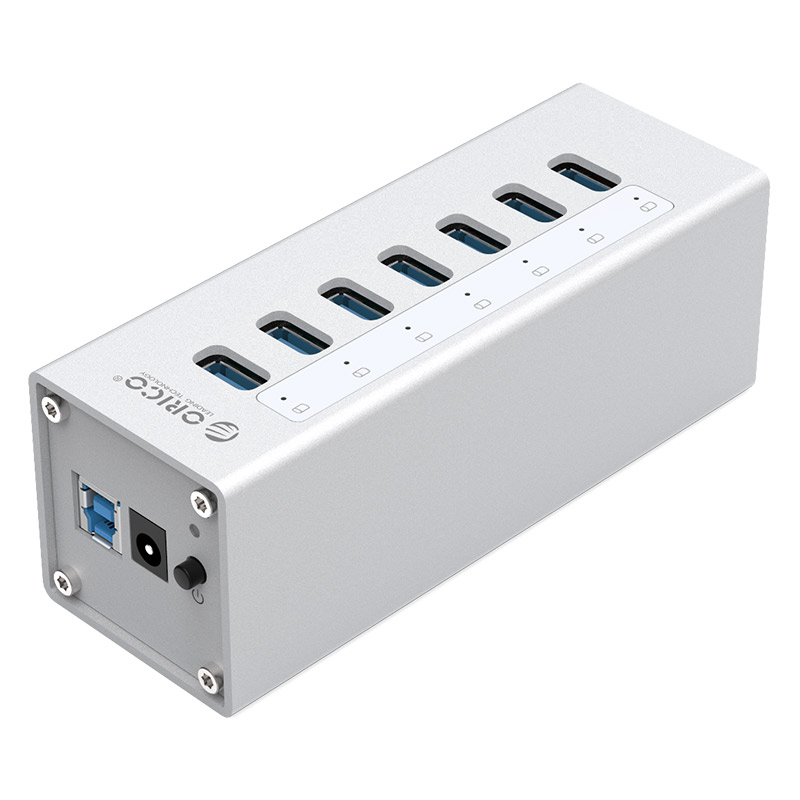 Networx 7-Port-USB-Hub, USB 3.0 auf 7x USB 3.0, Aluminium, space grau