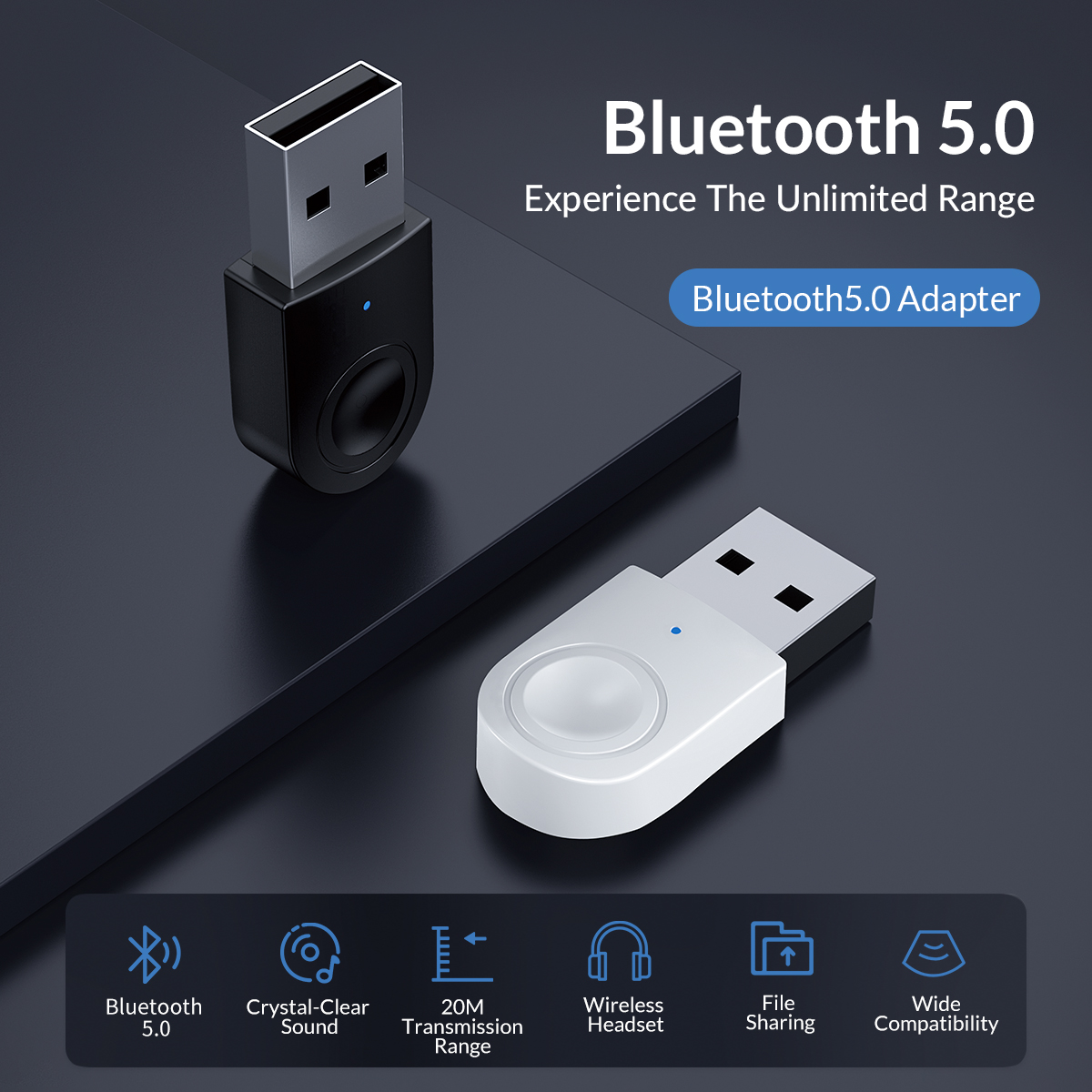 ORICO USB Bluetooth 5.0 Dongle Adapter Mini Wireless Mouse Music Audio  Receiver Transmitter for PC Speaker Mouse Laptop