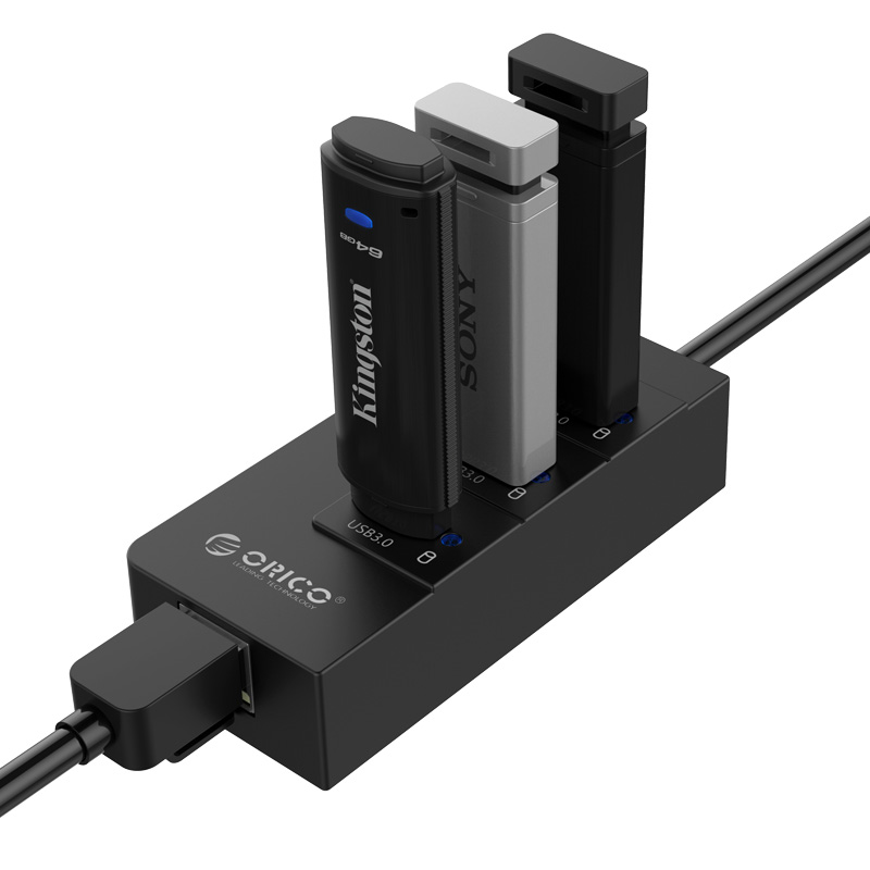 ORICO 4 Port Portable USB3.0 HUB for Windows and Mac OS - Black