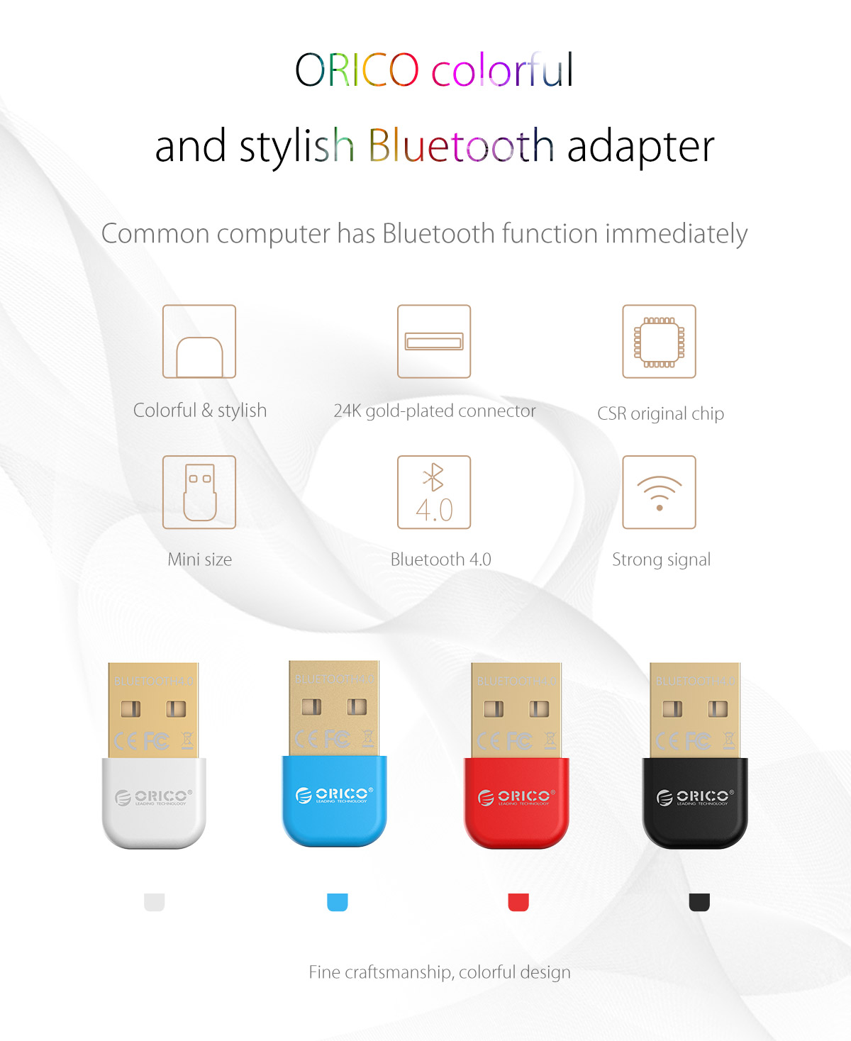 Mini Nano Bluetooth Stick Empfänger Sender für Windows 8 XP 32 or 64 Bit,Weiß ORICO Bluetooth 4.0 USB Adapter,Highspeed,Plug & Play 7