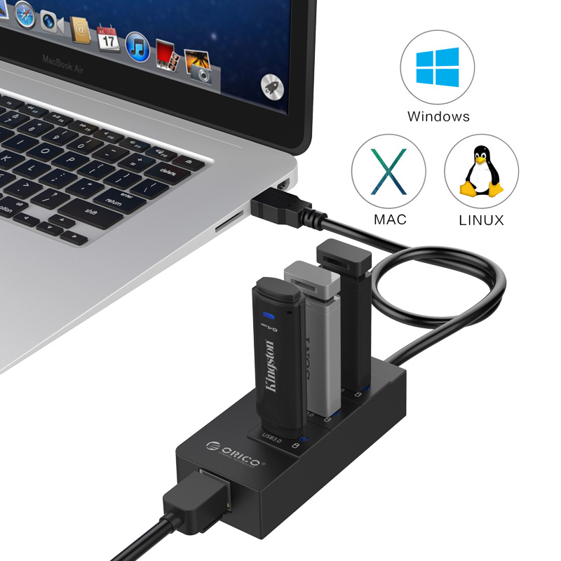 USB 3.0 Type A à un adaptateur Ethernet Gigabit - 10/100 / 1000Mbps - 13CM  Câble - Noir - Orico