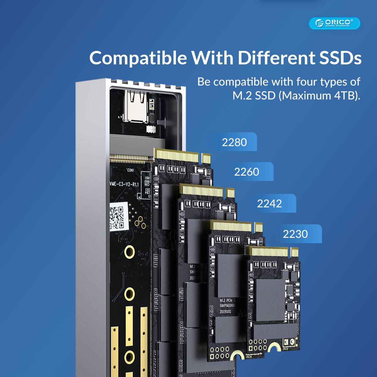 ORICO NVMe M.2 SSD Enclosure up to 4TB 40Gbps External M.2 Enclosure with  Fan, Compatible Thunderbolt 3/4 ,Support UASP Trim