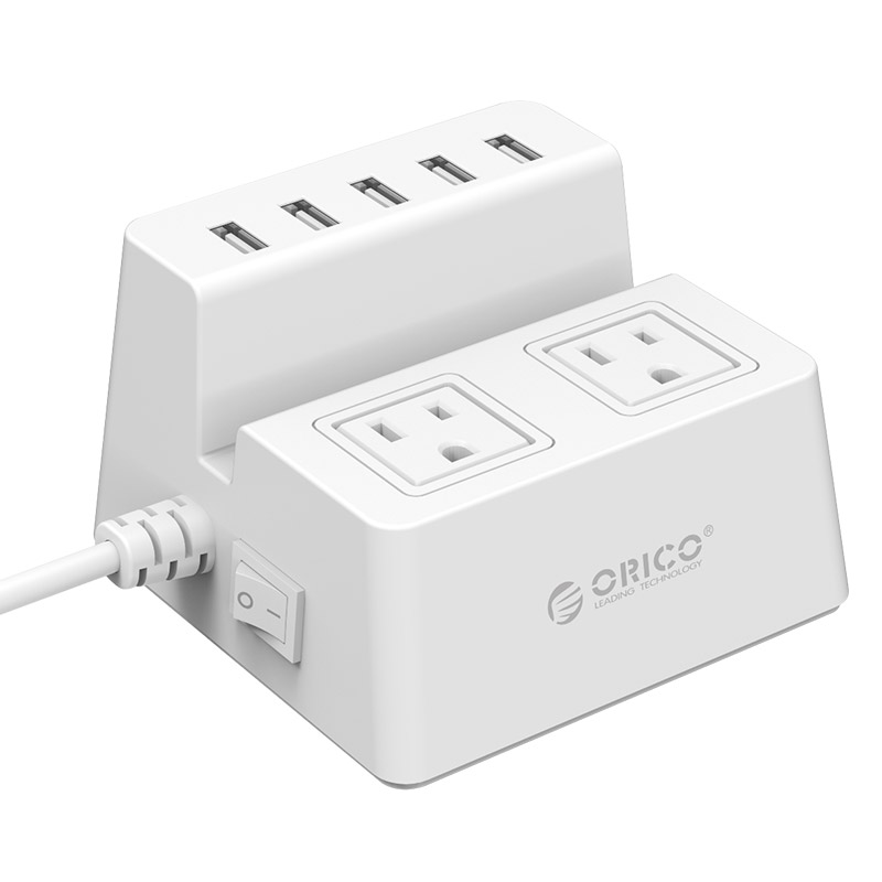 ORICO Outlets Power Strip w/ 5 Smart USB Port Extension Lead Surge Protected BK 