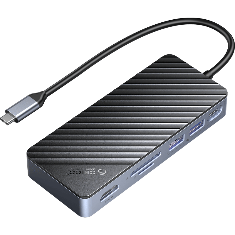 11-in-1 USB-C hub - 4x USB 3.0, Audio, VGA, HDMI, LAN, USB-C and TF / SD -  Sky Gray - Orico