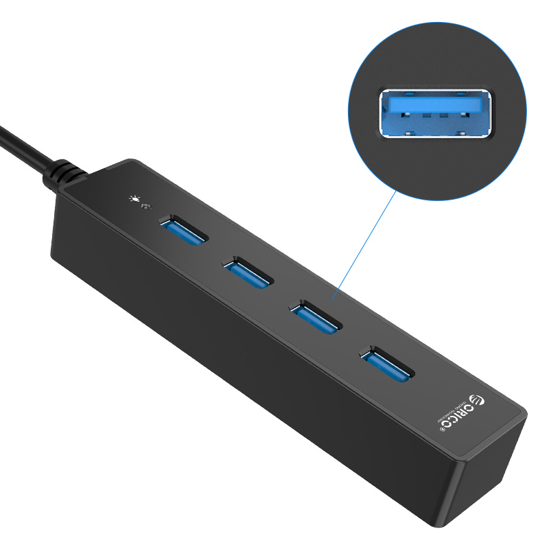 ORICO 4 Port Portable USB3.0 HUB for Windows and Mac OS - Black