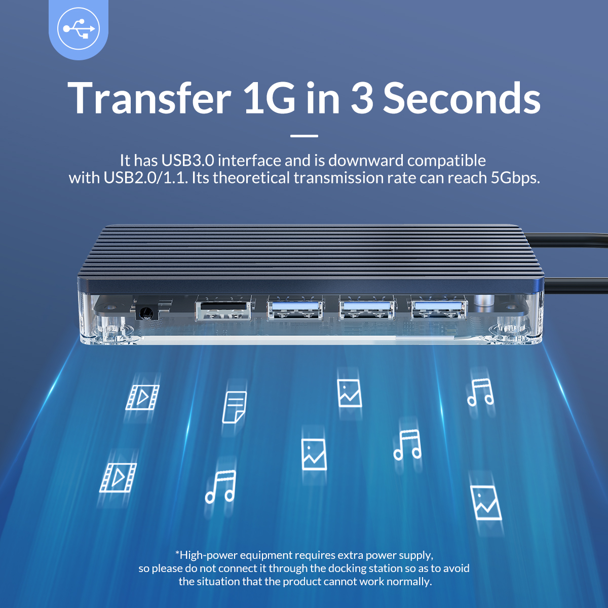 Type C 8 In 1 Transparent Hub